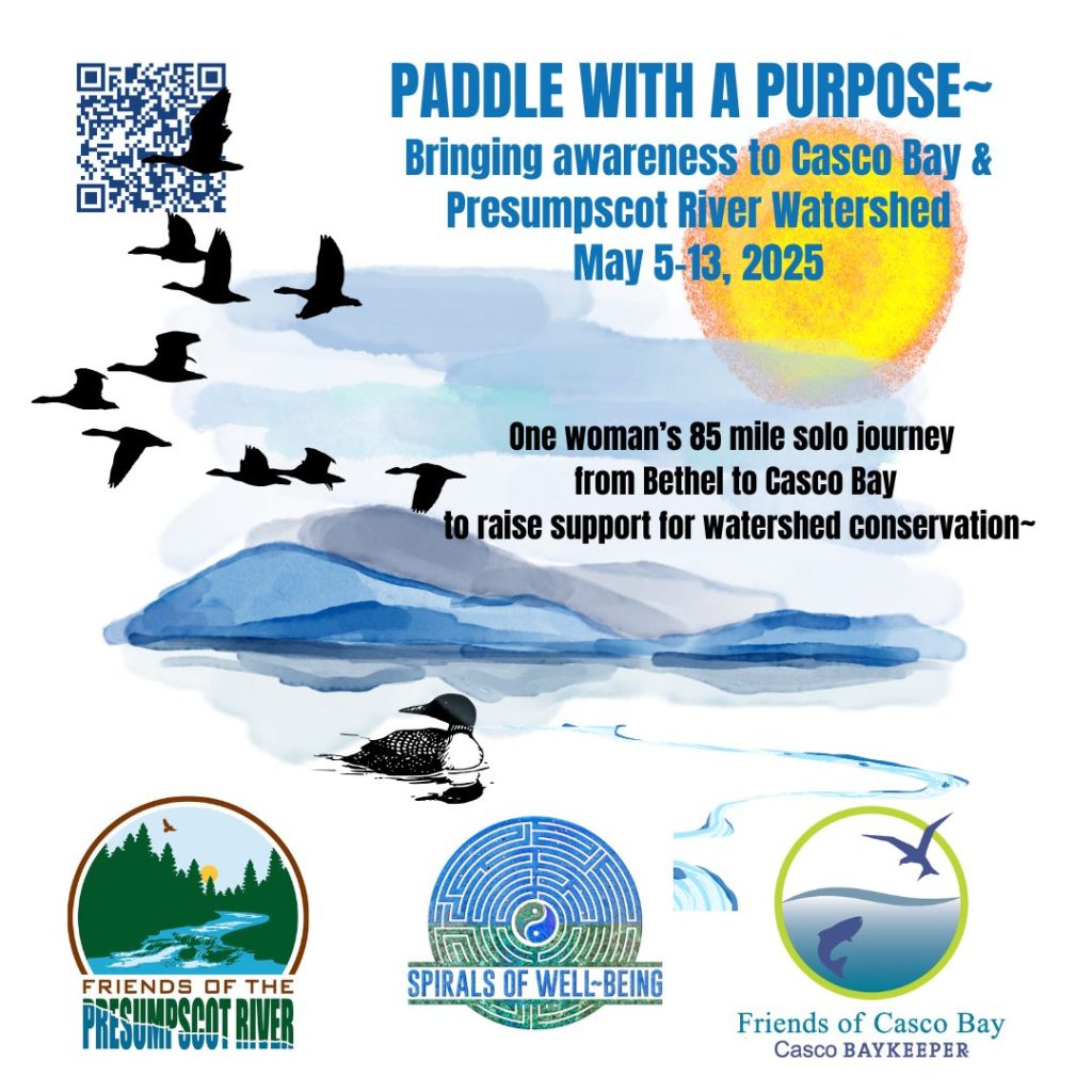 event graphic featuring watercolor paintings of geese flying over water and mountains