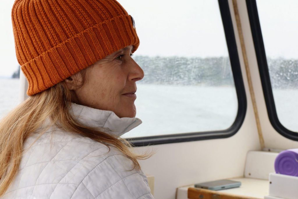 Casco Baykeeper Ivy Frignoca on the boat